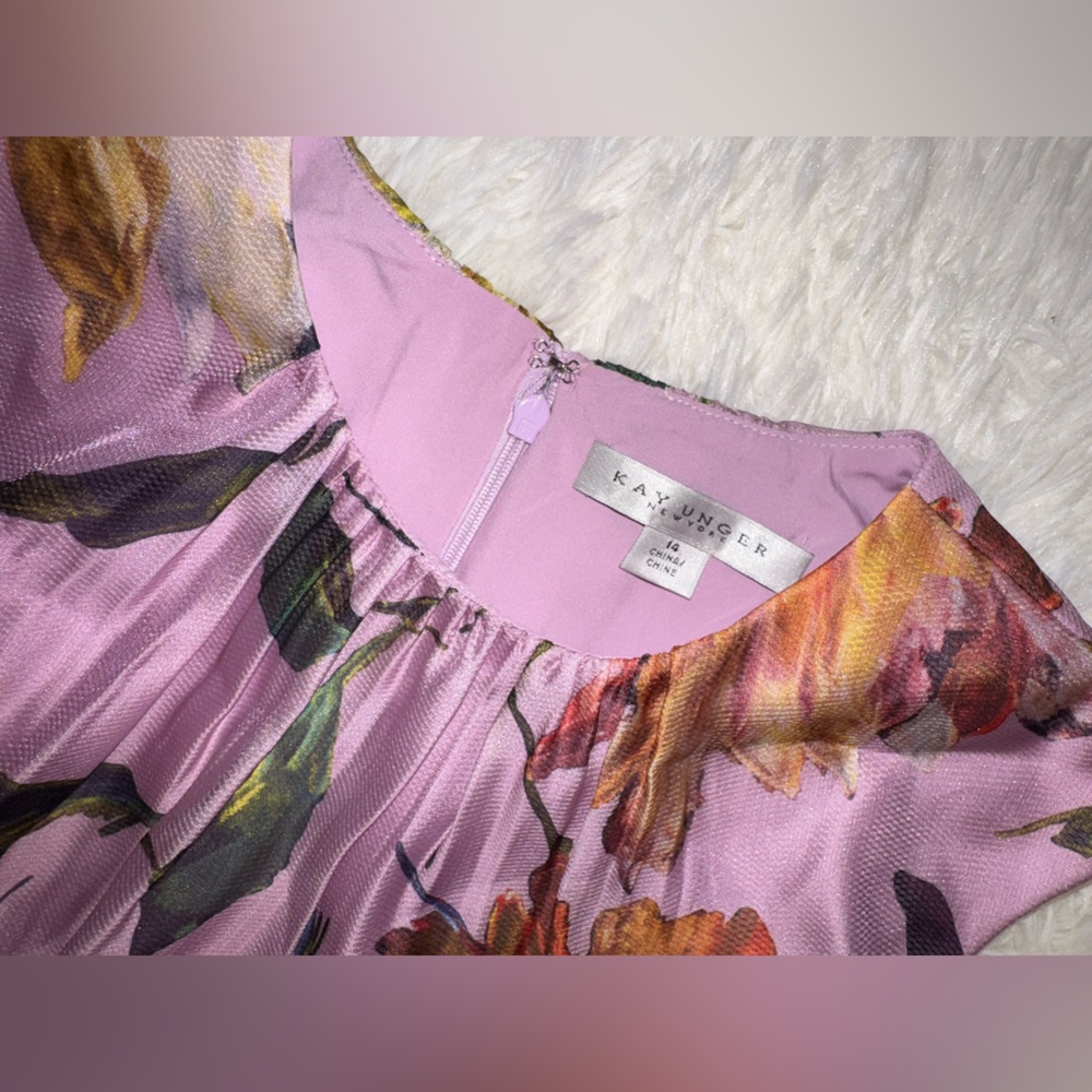 Kay Unger Floral Purple Midi Dress - Picture 5 of 6
